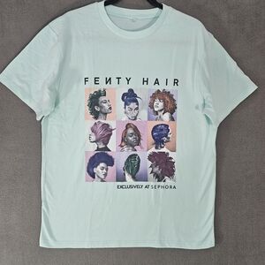 Sephora x Fenty Hair Employee Tee Shirt Size Medium M Rihanna Teal Graphic
